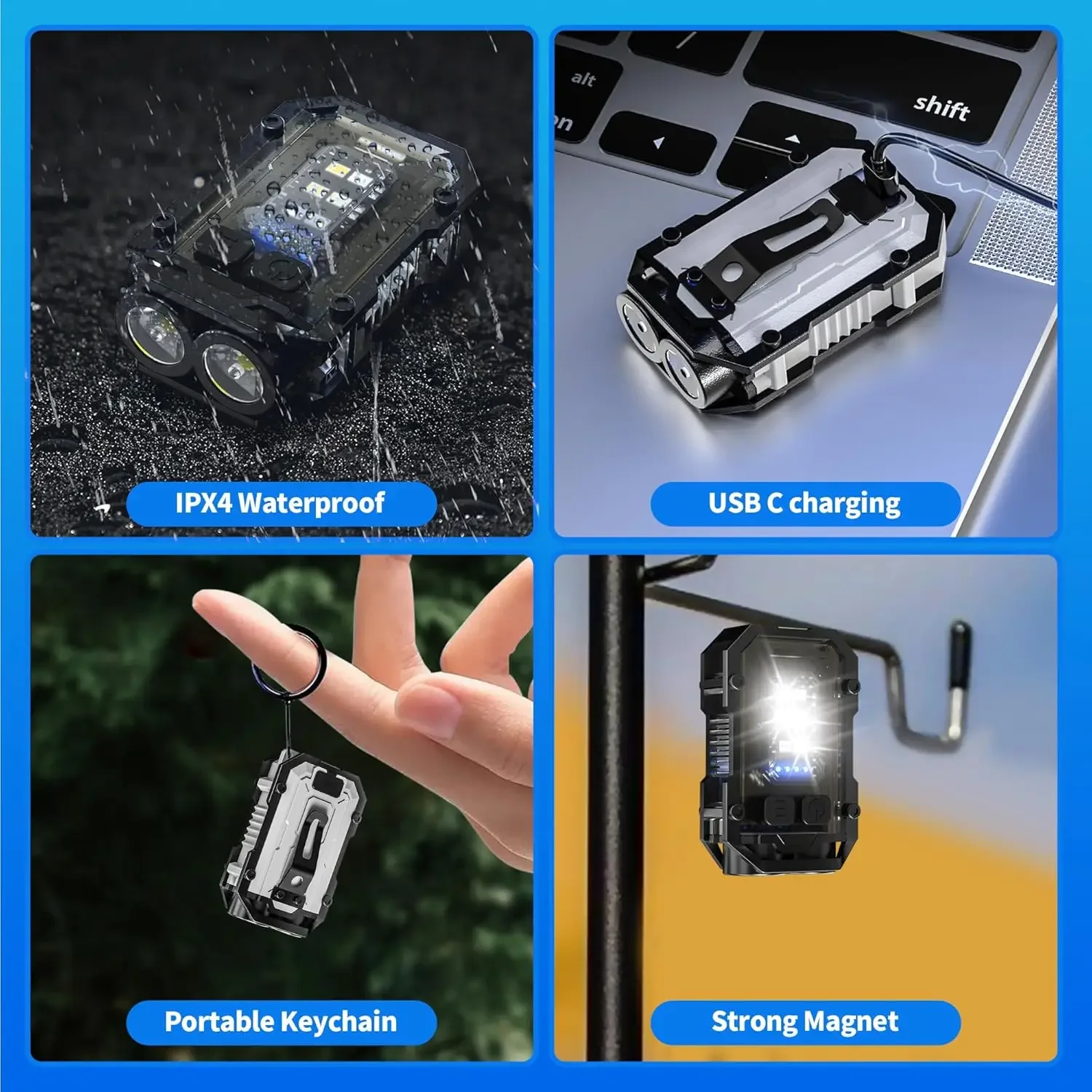 Clip-On Flashlight Rechargeabl - Keychain Flashlight 评论和价格