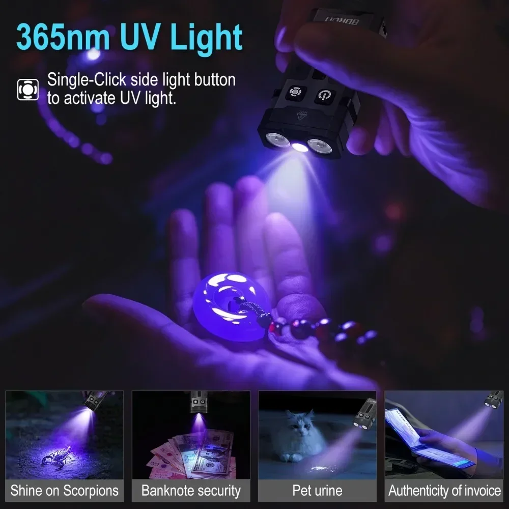 BORUiT EV20 1100LM EDC UV Keyc - Keychain Flashlight 评论和价格