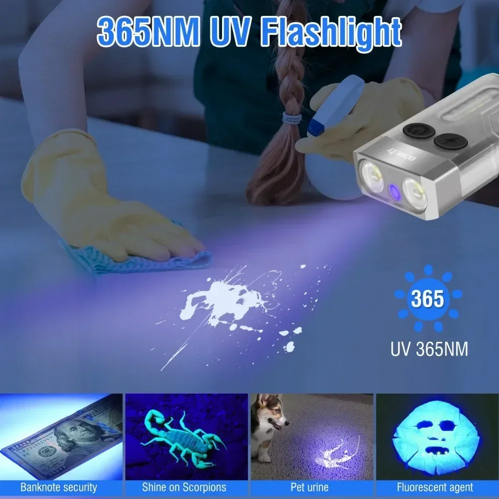 BORUiT V10 Keychain UV LED EDC - Keychain Flashlight 评论和价格