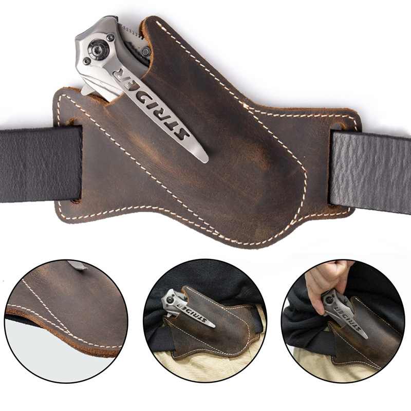 Leather Folding Knife Sheath,  - Leather Edc. Carry Pouch 评论和价格