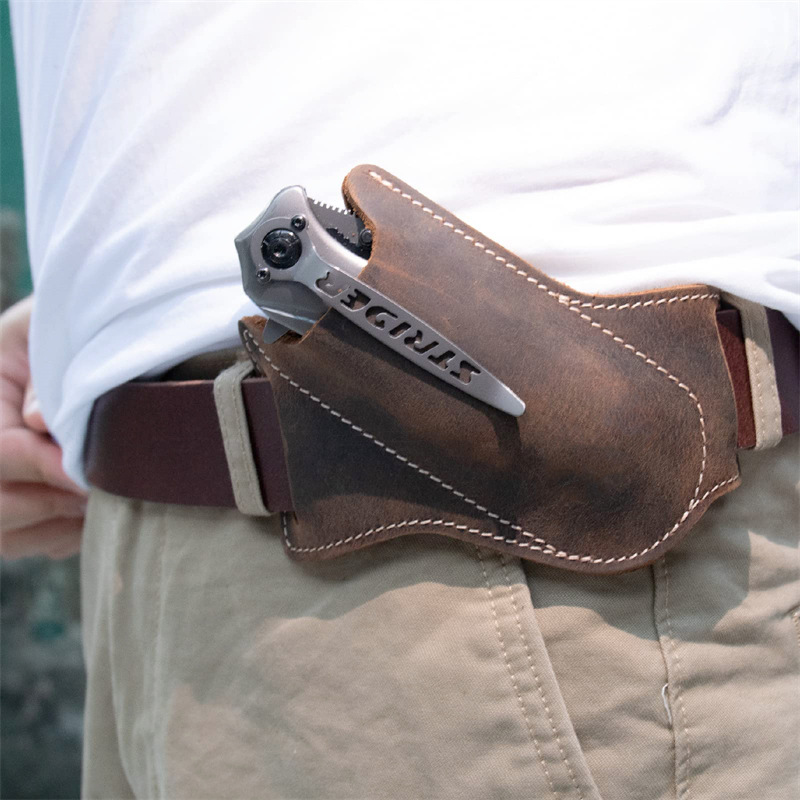 Leather Folding Knife Sheath,  - Leather Edc. Carry Pouch 评论和价格