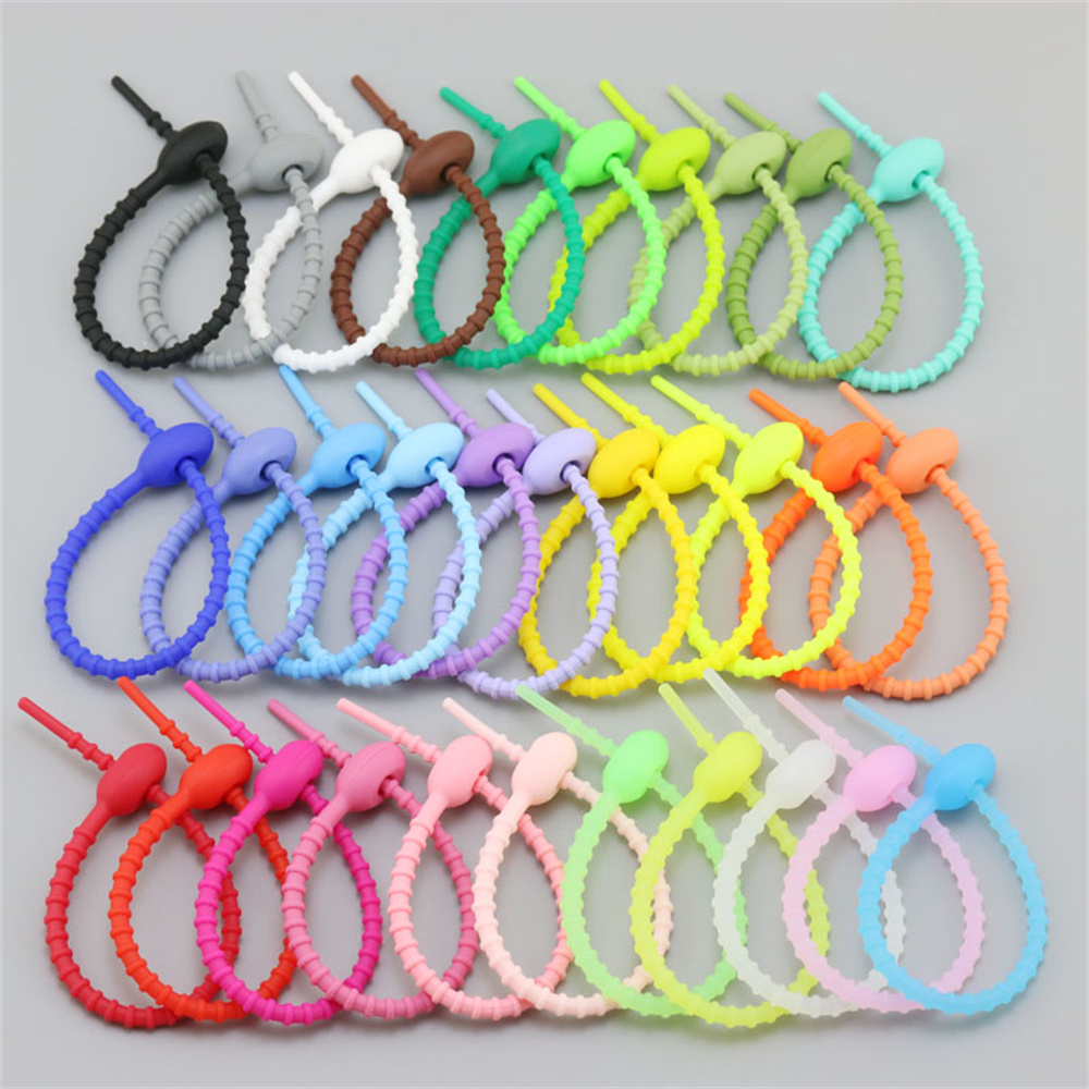 10Pcs/Lot Multi Color Silicone - Gear Tie Reusable 评论和价格
