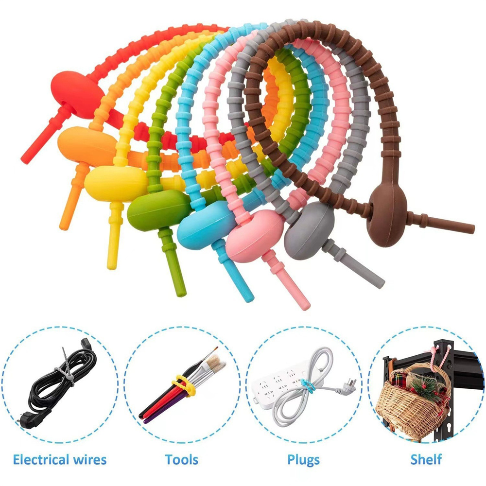 10Pcs/Lot Multi Color Silicone - Gear Tie Reusable 评论和价格